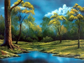 prairie du crépuscule Bob Ross freehand paysages Peinture à l'huile